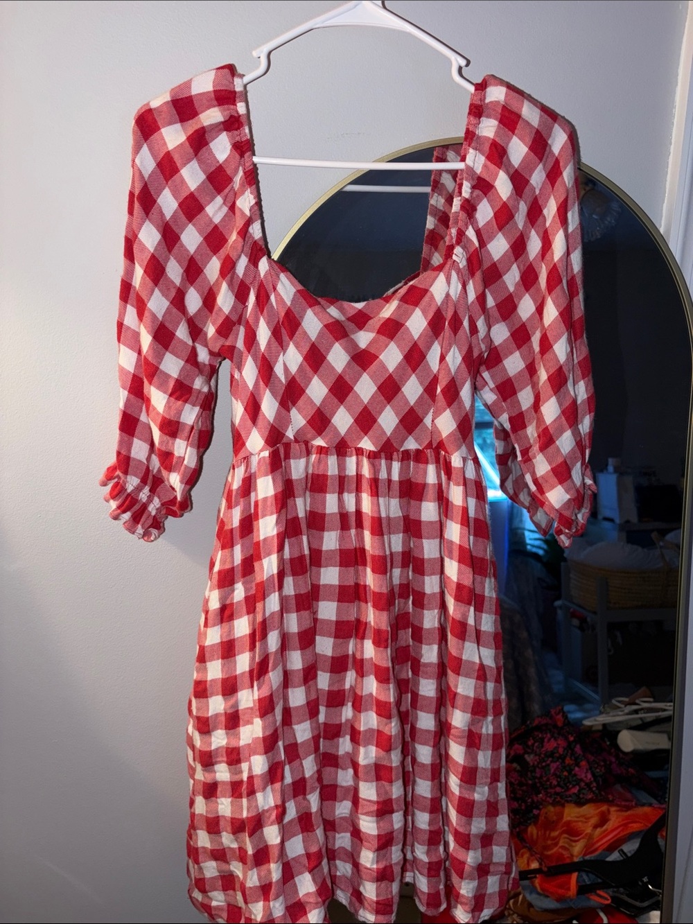 Pink Lily Red and White Gingham Mini Dress